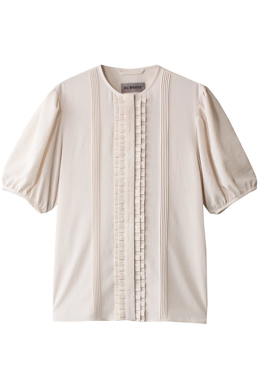 【オブリオ/AUBRIOT】のアムンゼン フリルディティールブラウス 人気、トレンドファッション・服の通販 founy(ファニー) 　ファッション　Fashion　レディースファッション　Fashion for Women　トップス・カットソー　Cut & Sew Tops　シャツ・ブラウス・オフィスカジュアル　Elegant Blouses & Button-Ups　とろみ　Fluid, Flowy Fabric　エレガント 上品　Elegant　ショート　Short, Short Length　ストレッチ　Stretch, Stretchy Fabric　スリーブ　Sleeve, Long Sleeve / Short Sleeve　フリル　Frill, Ruffle　フロント　Front, Front Design　プリーツ　Pleats, Pleated　ペーパー　Paper, Kraft Paper　 other-1|ID: prp329100004906500 ipo3291000000036736841