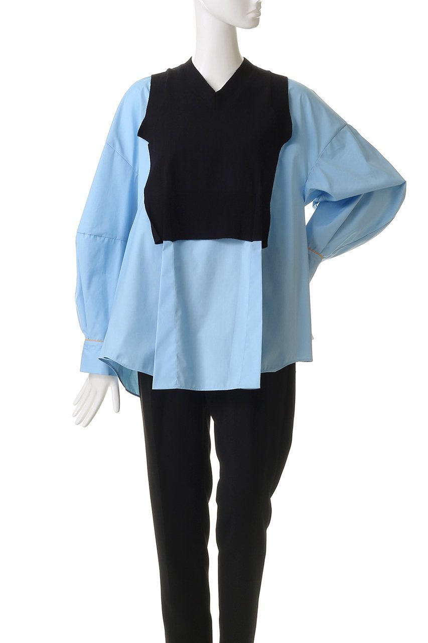 【エンフォルド/ENFOLD】のFAKE-LAYERED PULLOVER/プルオーバー 人気、トレンドファッション・服の通販 founy(ファニー) 　ファッション　Fashion　レディースファッション　Fashion for Women　トップス・カットソー　Cut & Sew Tops　シャツ・ブラウス・オフィスカジュアル　Elegant Blouses & Button-Ups　カジュアルプルオーバー・ニットトップス　Pullovers & Knit Tops / Casual Pullovers　カフス　Cuff Design　スリーブ　Sleeve, Long Sleeve / Short Sleeve　ドッキング　Docking, Mixed Material　ベスト　Vest, Waistcoat　ロング　Long, Long-Length　other-2|ID: prp329100004906516 ipo3291000000036736951