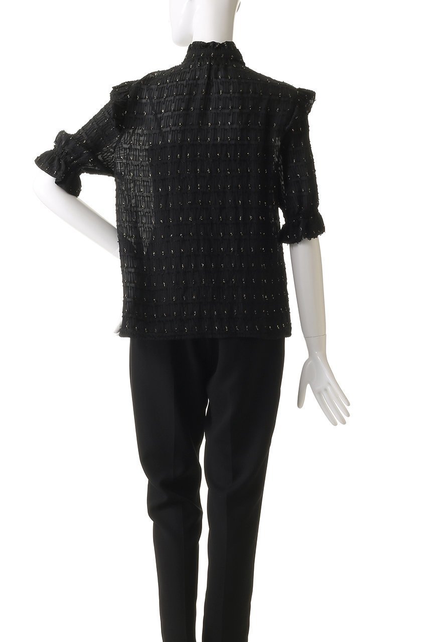 【コルコバード/CORCOVADO】のラメカットジャカードブラウス 人気、トレンドファッション・服の通販 founy(ファニー) 　ファッション　Fashion　レディースファッション　Fashion for Women　トップス・カットソー　Cut & Sew Tops　シャツ・ブラウス・オフィスカジュアル　Elegant Blouses & Button-Ups　エレガント 上品　Elegant　ショルダー　Shoulder, Shoulder Strap　ショート　Short, Short Length　スリーブ　Sleeve, Long Sleeve / Short Sleeve　センター　Center, Center Line　ダウン　Down, Puffer　デニム　Denim, Jeans Material　フェミニン　Feminine, Girly　フリル　Frill, Ruffle　ボトム　Bottoms, Lower Wear　other-4|ID: prp329100004906522 ipo3291000000036736989