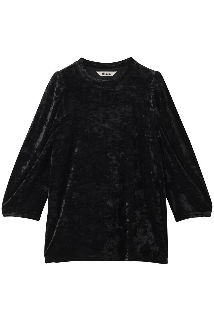 【オブラダ/Oblada】のシャーリングベロアトップス インテリア・キッズ・メンズ・レディースファッション・服の通販 founy(ファニー) 　ファッション　Fashion　レディースファッション　Fashion for Women　トップス・カットソー　Cut & Sew Tops　シャツ・ブラウス・オフィスカジュアル　Elegant Blouses & Button-Ups　ベロアトップス　Velour Tops / Velvet-Look Items　スリーブ　Sleeve, Long Sleeve / Short Sleeve　ベロア　Velour, Soft Velvet　ボトム　Bottoms, Lower Wear　リュクス　Luxury, Elegant, High-End, Chic　ロング　Long, Long-Length　ブラック|ID: prp329100004906527 ipo3291000000036737020