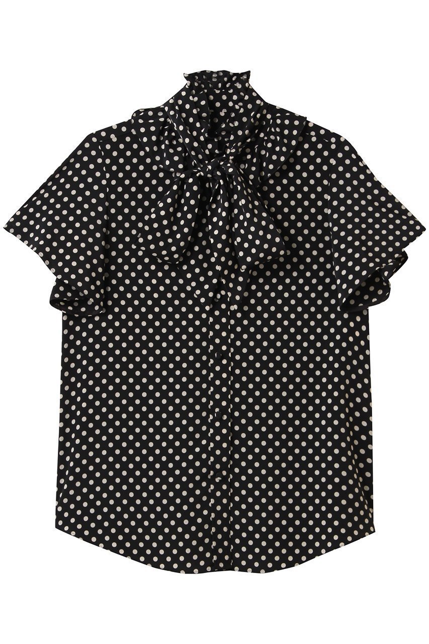 【アルアバイル/allureville】の【Loulou Willoughby】デシンドットフレアスリーブブラウス A インテリア・キッズ・メンズ・レディースファッション・服の通販 founy(ファニー) 　ファッション　Fashion　レディースファッション　Fashion for Women　トップス・カットソー　Cut & Sew Tops　シャツ・ブラウス・オフィスカジュアル　Elegant Blouses & Button-Ups　おすすめ　Recommended / Our Picks　ショート　Short, Short Length　スリーブ　Sleeve, Long Sleeve / Short Sleeve　ドット　Polka Dot, Dot Pattern　パーティ　Party, Party Style　フリル　Frill, Ruffle　フレア　Flare, Flared　ブラック|ID: prp329100004906567 ipo3291000000036737291