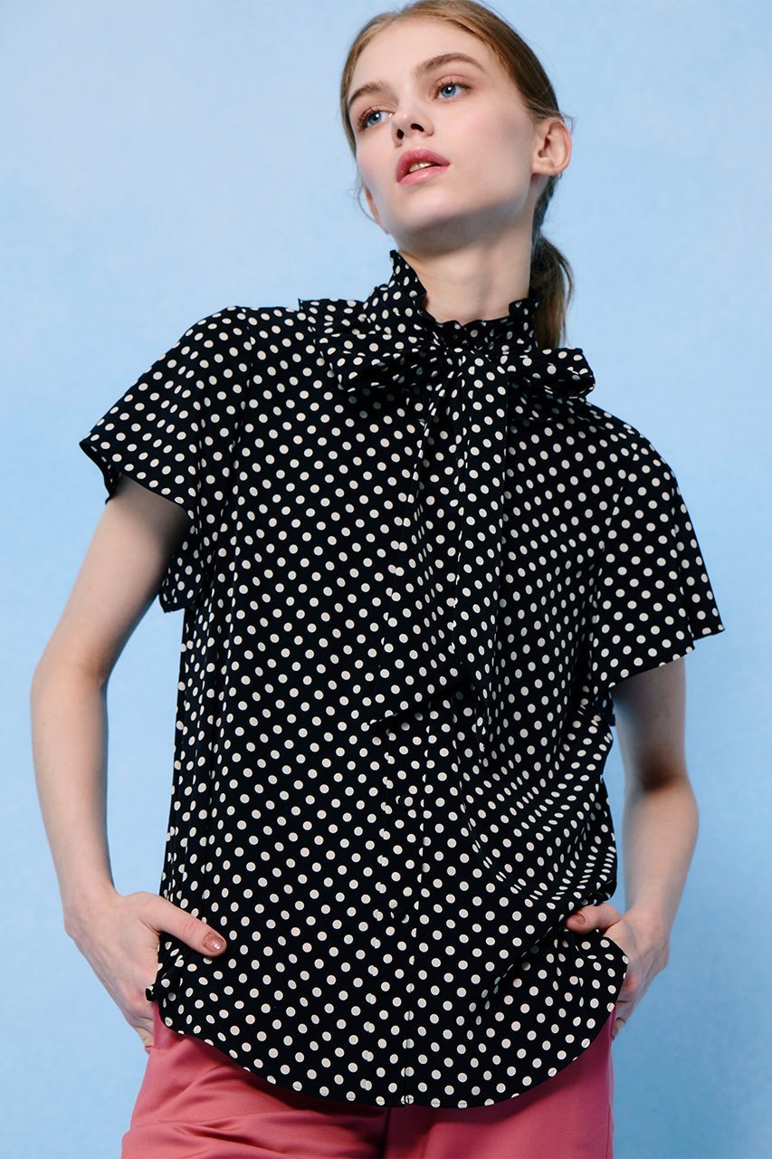 【アルアバイル/allureville】の【Loulou Willoughby】デシンドットフレアスリーブブラウス A 人気、トレンドファッション・服の通販 founy(ファニー) 　ファッション　Fashion　レディースファッション　Fashion for Women　トップス・カットソー　Cut & Sew Tops　シャツ・ブラウス・オフィスカジュアル　Elegant Blouses & Button-Ups　おすすめ　Recommended / Our Picks　ショート　Short, Short Length　スリーブ　Sleeve, Long Sleeve / Short Sleeve　ドット　Polka Dot, Dot Pattern　パーティ　Party, Party Style　フリル　Frill, Ruffle　フレア　Flare, Flared　other-7|ID: prp329100004906567 ipo3291000000036737298