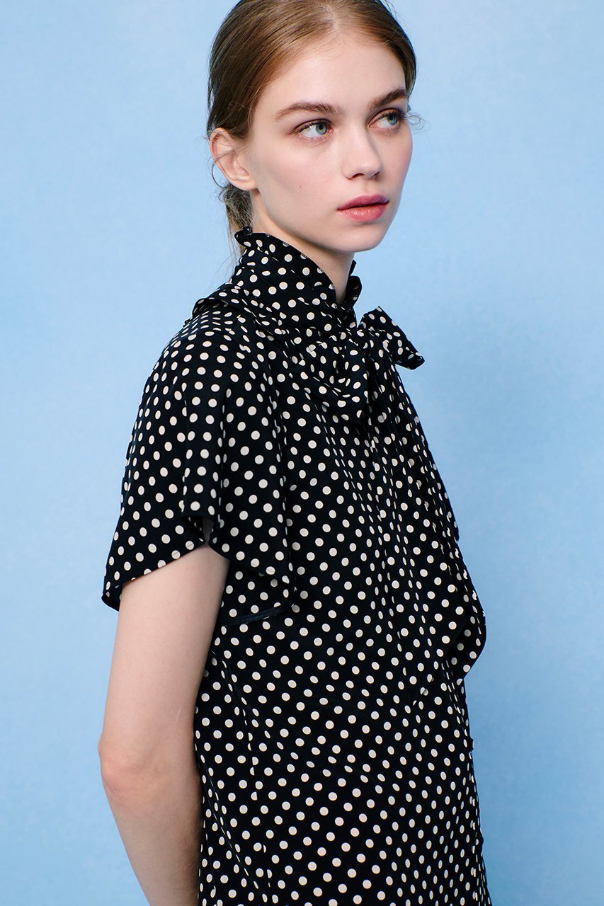 【アルアバイル/allureville】の【Loulou Willoughby】デシンドットフレアスリーブブラウス A 人気、トレンドファッション・服の通販 founy(ファニー) 　ファッション　Fashion　レディースファッション　Fashion for Women　トップス・カットソー　Cut & Sew Tops　シャツ・ブラウス・オフィスカジュアル　Elegant Blouses & Button-Ups　おすすめ　Recommended / Our Picks　ショート　Short, Short Length　スリーブ　Sleeve, Long Sleeve / Short Sleeve　ドット　Polka Dot, Dot Pattern　パーティ　Party, Party Style　フリル　Frill, Ruffle　フレア　Flare, Flared　other-8|ID: prp329100004906567 ipo3291000000036737299