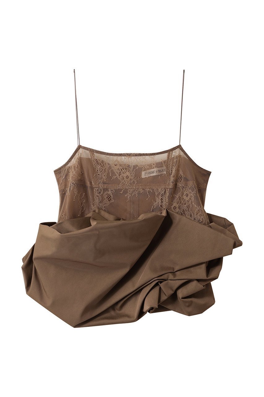 【プランク プロジェクト/PRANK PROJECT】のボリュームヘムキャミソール / Volume Hem Camisole インテリア・キッズ・メンズ・レディースファッション・服の通販 founy(ファニー) 　ファッション　Fashion　レディースファッション　Fashion for Women　トップス・カットソー　Cut & Sew Tops　キャミソール&ノースリーブ　Camisoles & Sleeveless Tops　シャツ・ブラウス・オフィスカジュアル　Elegant Blouses & Button-Ups　コンパクト　Compact, Small Size　サテン　Satin, Glossy Fabric　ノースリーブ　Sleeveless, No-Sleeve　バルーン　Balloon, Balloon Silhouette　フォルム　Silhouette, Form　ボトム　Bottoms, Lower Wear　マニッシュ　Mannish, Boyish　レース　Lace, Lace Fabric　エレガント 上品　Elegant　BGE(ベージュ)|ID: prp329100004906571 ipo3291000000036737322