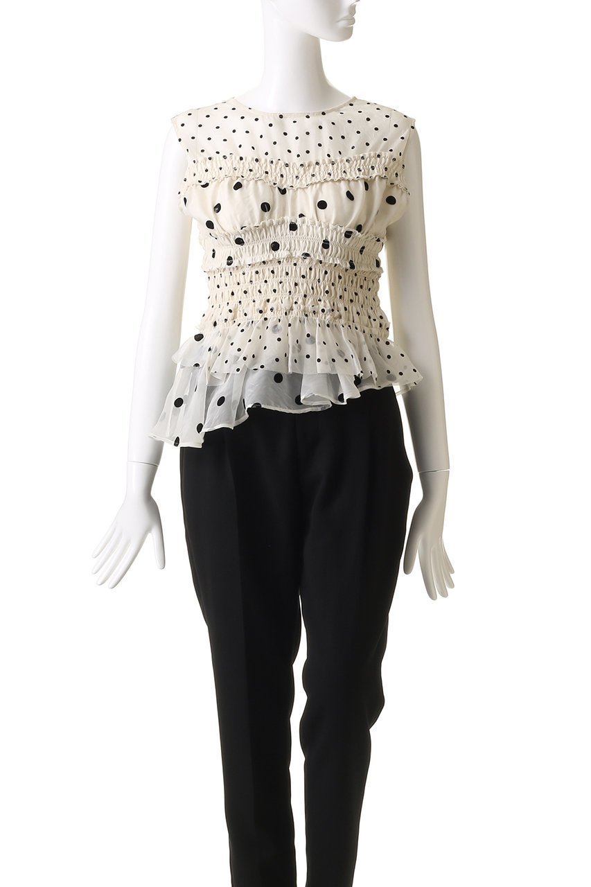 【メゾンスペシャル/MAISON SPECIAL】の2way Sleeve Dot Ruffle Blouse/2WAYスリーブドットフリルブラウス 人気、トレンドファッション・服の通販 founy(ファニー) 　ファッション　Fashion　レディースファッション　Fashion for Women　トップス・カットソー　Cut & Sew Tops　シャツ・ブラウス・オフィスカジュアル　Elegant Blouses & Button-Ups　オーガンジー　Organza Fabric　ショート　Short, Short Length　スリーブ　Sleeve, Long Sleeve / Short Sleeve　ドット　Polka Dot, Dot Pattern　ノースリーブ　Sleeveless, No-Sleeve　パターン　Pattern, Design Print　ファブリック　Fabric, Textile　フェミニン　Feminine, Girly　ベルベット　Velvet, Velvety　無地　Plain, Solid Color　ロング　Long, Long-Length　エレガント 上品　Elegant　other-7|ID: prp329100004906589 ipo3291000000036737453