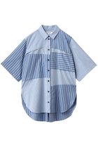 【エンフォルド/ENFOLD】のSTEP SHIRT/シャツ 人気、トレンドファッション・服の通販 founy(ファニー) ファッション Fashion レディースファッション Fashion for Women トップス・カットソー Cut & Sew Tops シャツ・ブラウス・オフィスカジュアル Elegant Blouses & Button-Ups ショート Short, Short Length スリーブ Sleeve, Long Sleeve / Short Sleeve ボトム Bottoms, Lower Wear 切替 Switching, Contrast Panel thumbnail ブルー|ID: prp329100004906593 ipo3291000000036737470