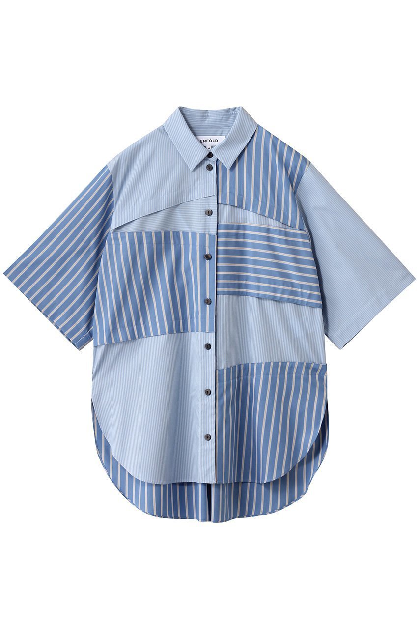 【エンフォルド/ENFOLD】のSTEP SHIRT/シャツ インテリア・キッズ・メンズ・レディースファッション・服の通販 founy(ファニー) 　ファッション　Fashion　レディースファッション　Fashion for Women　トップス・カットソー　Cut & Sew Tops　シャツ・ブラウス・オフィスカジュアル　Elegant Blouses & Button-Ups　ショート　Short, Short Length　スリーブ　Sleeve, Long Sleeve / Short Sleeve　ボトム　Bottoms, Lower Wear　切替　Switching, Contrast Panel　ブルー|ID: prp329100004906593 ipo3291000000036737470