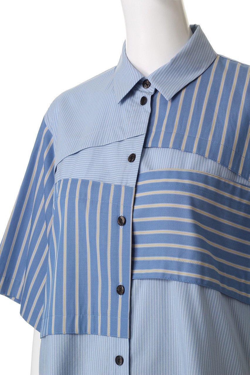 【エンフォルド/ENFOLD】のSTEP SHIRT/シャツ 人気、トレンドファッション・服の通販 founy(ファニー) 　ファッション　Fashion　レディースファッション　Fashion for Women　トップス・カットソー　Cut & Sew Tops　シャツ・ブラウス・オフィスカジュアル　Elegant Blouses & Button-Ups　ショート　Short, Short Length　スリーブ　Sleeve, Long Sleeve / Short Sleeve　ボトム　Bottoms, Lower Wear　切替　Switching, Contrast Panel　other-5|ID: prp329100004906593 ipo3291000000036737477