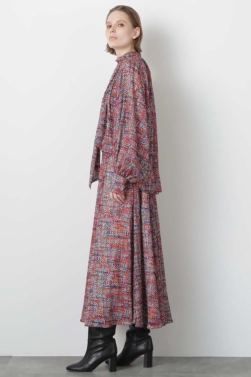 【ヒューエルミュージアム/hueLe Museum】の【STUMBLY】Printed Bow-Tie Blouse 人気、トレンドファッション・服の通販 founy(ファニー) 　ファッション　Fashion　レディースファッション　Fashion for Women　トップス・カットソー　Cut & Sew Tops　シャツ・ブラウス・オフィスカジュアル　Elegant Blouses & Button-Ups　おすすめ　Recommended / Our Picks　ジャカード／ジャガード　Jacquard, Woven Pattern　スリーブ　Sleeve, Long Sleeve / Short Sleeve　セットアップ　Set-Up, Coordinated Outfit　ツイード　Twill, Twill Weave　ハイネック　High Neck, Mock Neck　パターン　Pattern, Design Print　プリント　Print, Printed Pattern　ロング　Long, Long-Length　無地　Plain, Solid Color　other-4|ID: prp329100004906628 ipo3291000000036737729