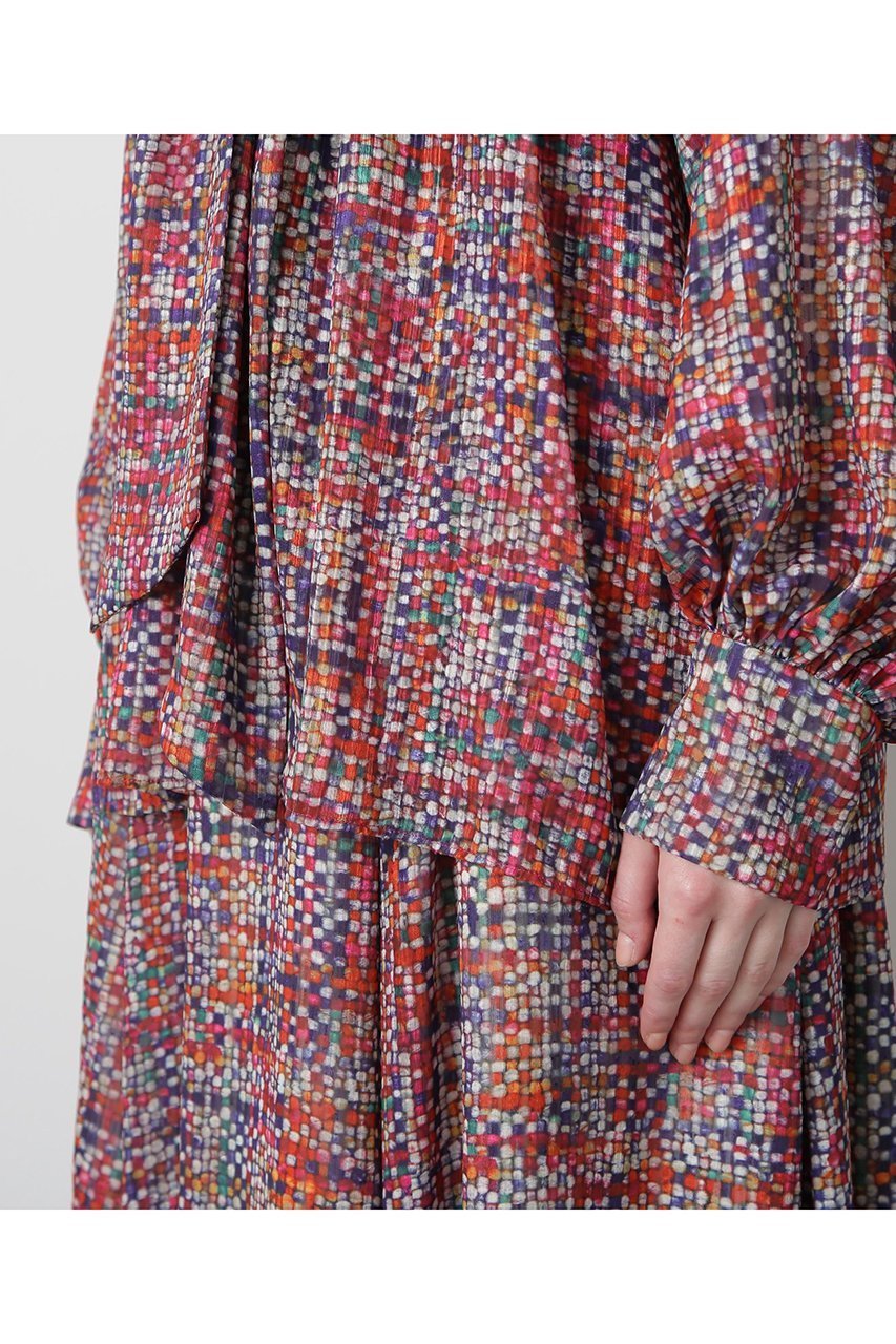 【ヒューエルミュージアム/hueLe Museum】の【STUMBLY】Printed Bow-Tie Blouse 人気、トレンドファッション・服の通販 founy(ファニー) 　ファッション　Fashion　レディースファッション　Fashion for Women　トップス・カットソー　Cut & Sew Tops　シャツ・ブラウス・オフィスカジュアル　Elegant Blouses & Button-Ups　おすすめ　Recommended / Our Picks　ジャカード／ジャガード　Jacquard, Woven Pattern　スリーブ　Sleeve, Long Sleeve / Short Sleeve　セットアップ　Set-Up, Coordinated Outfit　ツイード　Twill, Twill Weave　ハイネック　High Neck, Mock Neck　パターン　Pattern, Design Print　プリント　Print, Printed Pattern　ロング　Long, Long-Length　無地　Plain, Solid Color　other-8|ID: prp329100004906628 ipo3291000000036737733