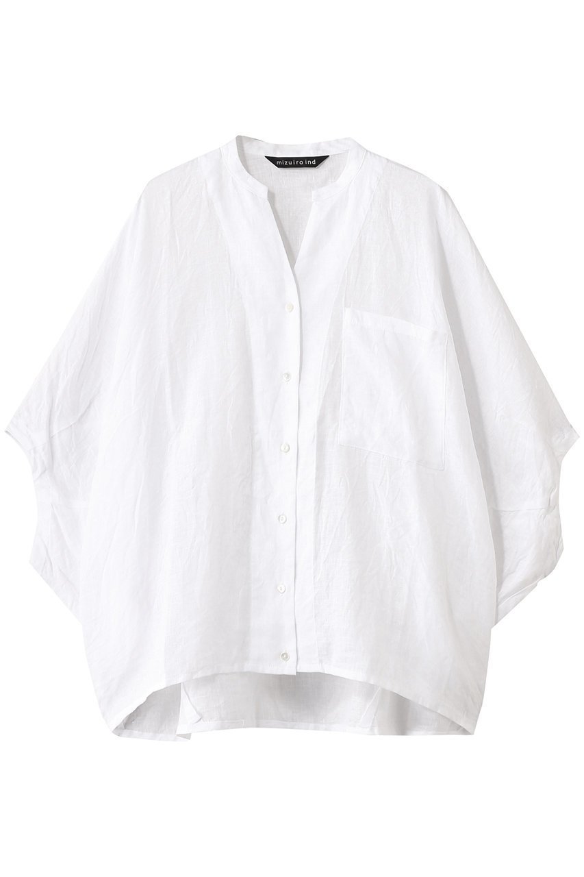【ミズイロ インド/mizuiro ind】のlinen stand collar cocoon shirt シャツ 人気、トレンドファッション・服の通販 founy(ファニー) 　ファッション　Fashion　レディースファッション　Fashion for Women　トップス・カットソー　Cut & Sew Tops　シャツ・ブラウス・オフィスカジュアル　Elegant Blouses & Button-Ups　シアー　Sheer, See-Through　ショート　Short, Short Length　スタンド　Stand Collar, Upright Stand　スリーブ　Sleeve, Long Sleeve / Short Sleeve　リネン　Linen, Linen Fabric　夏　Summer　 other-1|ID: prp329100004906629 ipo3291000000036737734