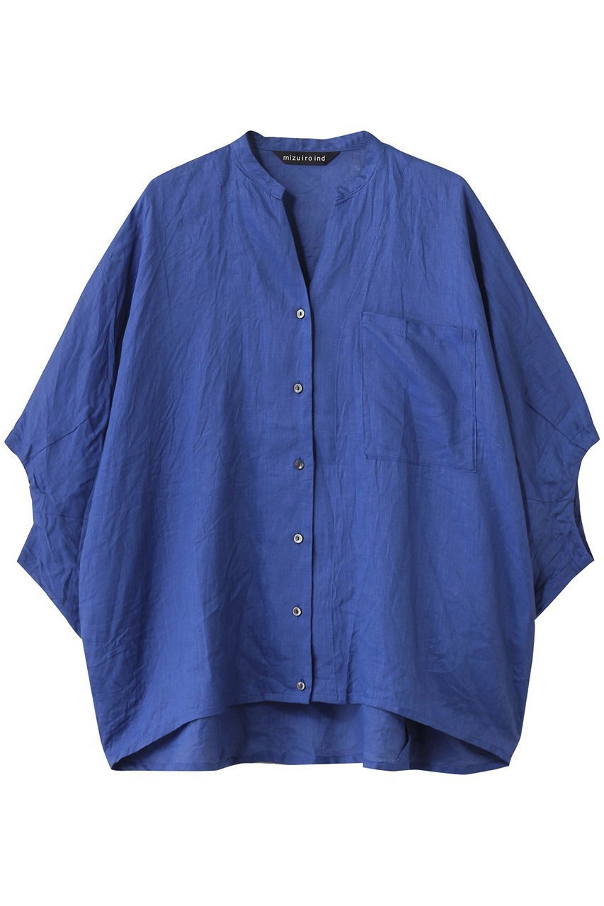 【ミズイロ インド/mizuiro ind】のlinen stand collar cocoon shirt シャツ インテリア・キッズ・メンズ・レディースファッション・服の通販 founy(ファニー) 　ファッション　Fashion　レディースファッション　Fashion for Women　トップス・カットソー　Cut & Sew Tops　シャツ・ブラウス・オフィスカジュアル　Elegant Blouses & Button-Ups　シアー　Sheer, See-Through　ショート　Short, Short Length　スタンド　Stand Collar, Upright Stand　スリーブ　Sleeve, Long Sleeve / Short Sleeve　リネン　Linen, Linen Fabric　夏　Summer　blue|ID: prp329100004906629 ipo3291000000036737736