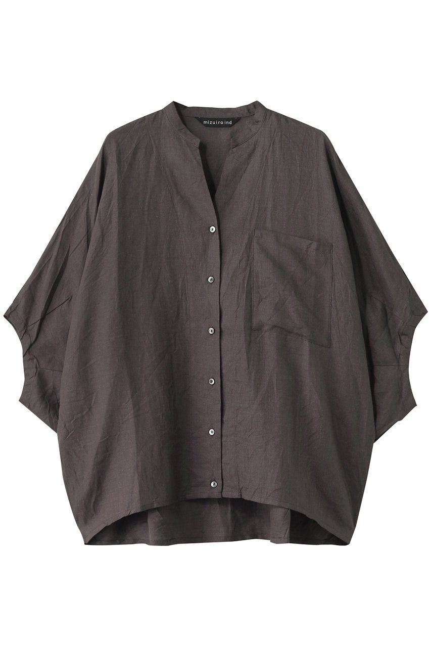 【ミズイロ インド/mizuiro ind】のlinen stand collar cocoon shirt シャツ インテリア・キッズ・メンズ・レディースファッション・服の通販 founy(ファニー) 　ファッション　Fashion　レディースファッション　Fashion for Women　トップス・カットソー　Cut & Sew Tops　シャツ・ブラウス・オフィスカジュアル　Elegant Blouses & Button-Ups　シアー　Sheer, See-Through　ショート　Short, Short Length　スタンド　Stand Collar, Upright Stand　スリーブ　Sleeve, Long Sleeve / Short Sleeve　リネン　Linen, Linen Fabric　夏　Summer　c.gray|ID: prp329100004906629 ipo3291000000036737738