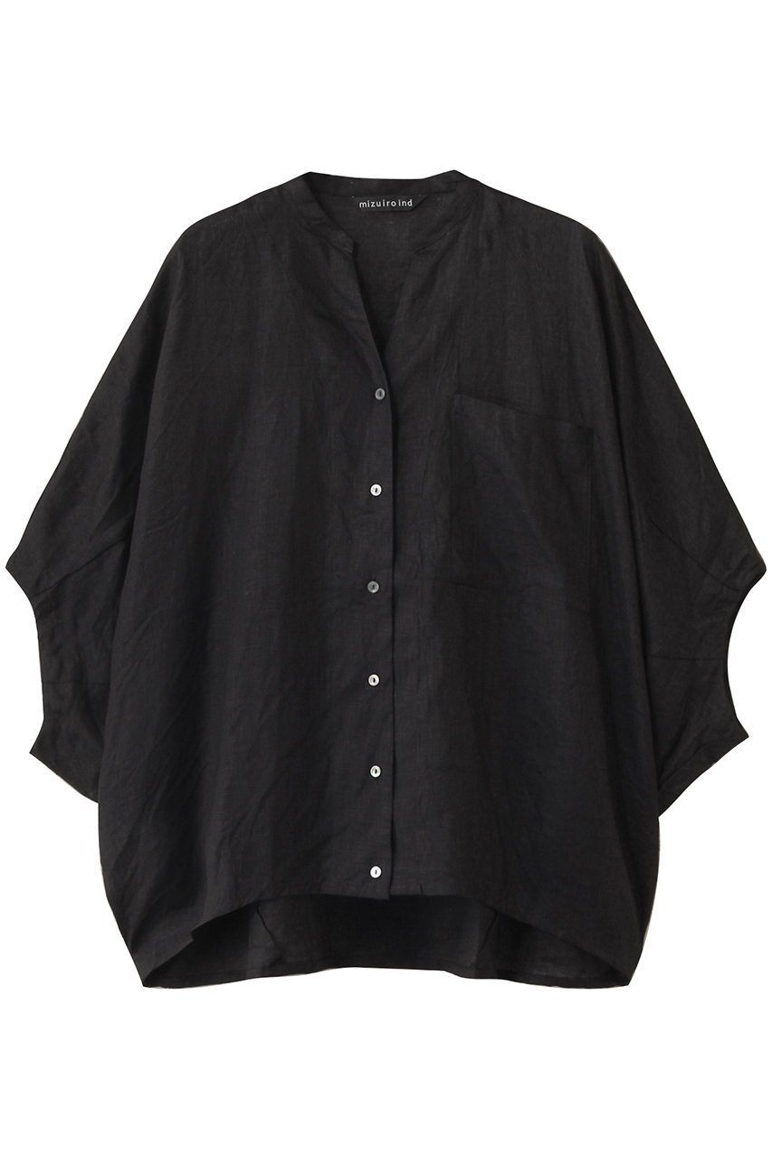 【ミズイロ インド/mizuiro ind】のlinen stand collar cocoon shirt シャツ インテリア・キッズ・メンズ・レディースファッション・服の通販 founy(ファニー) 　ファッション　Fashion　レディースファッション　Fashion for Women　トップス・カットソー　Cut & Sew Tops　シャツ・ブラウス・オフィスカジュアル　Elegant Blouses & Button-Ups　シアー　Sheer, See-Through　ショート　Short, Short Length　スタンド　Stand Collar, Upright Stand　スリーブ　Sleeve, Long Sleeve / Short Sleeve　リネン　Linen, Linen Fabric　夏　Summer　black|ID: prp329100004906629 ipo3291000000036737739
