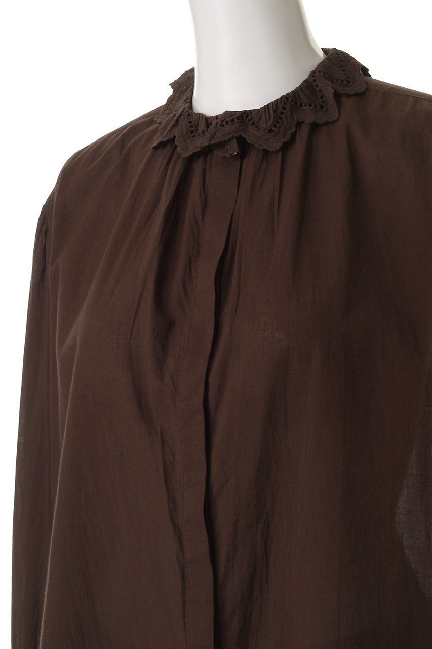 【エリオポール/heliopole】の【normment】スカラップエンブロイダリーフリルブラウス 人気、トレンドファッション・服の通販 founy(ファニー) 　ファッション　Fashion　レディースファッション　Fashion for Women　トップス・カットソー　Cut & Sew Tops　シャツ・ブラウス・オフィスカジュアル　Elegant Blouses & Button-Ups　ショート　Short, Short Length　スリーブ　Sleeve, Long Sleeve / Short Sleeve　デニム　Denim, Jeans Material　バランス　Balance, Style Balance　フリル　Frill, Ruffle　フレア　Flare, Flared　フロント　Front, Front Design　ボトム　Bottoms, Lower Wear　ミックス　Mix, Mixed Style　other-5|ID: prp329100004906636 ipo3291000000036737798