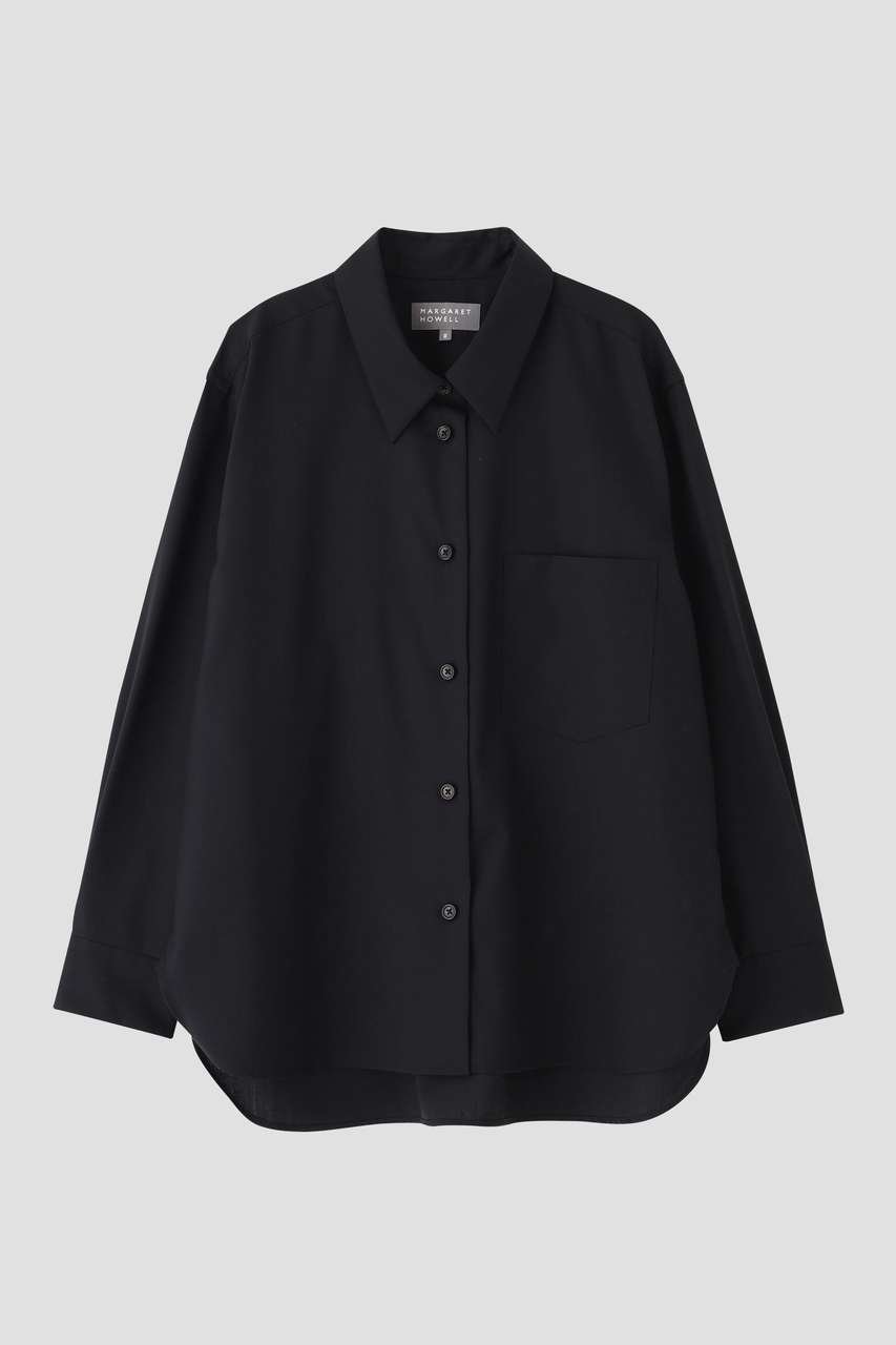 【マーガレットハウエル/MARGARET HOWELL】のWORSTED WOOL POPLIN SHIRT 人気、トレンドファッション・服の通販 founy(ファニー) 　ファッション　Fashion　レディースファッション　Fashion for Women　トップス・カットソー　Cut & Sew Tops　シャツ・ブラウス・オフィスカジュアル　Elegant Blouses & Button-Ups　おすすめ　Recommended / Our Picks　スリーブ　Sleeve, Long Sleeve / Short Sleeve　セットアップ　Set-Up, Coordinated Outfit　ベーシック　Basic, Essential　レギュラー　Regular, Standard Fit　ロング　Long, Long-Length　羽織　Haori, Light Jacket　other-5|ID: prp329100004906648 ipo3291000000036737917