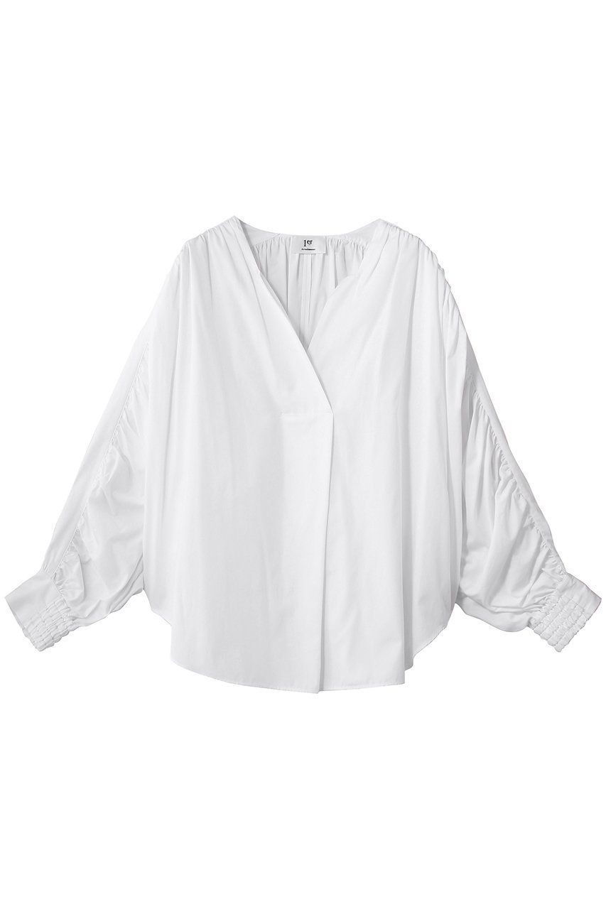 【プルミエ アロンディスモン/1er Arrondissement】のギャザーブラウス インテリア・キッズ・メンズ・レディースファッション・服の通販 founy(ファニー) 　ファッション　Fashion　レディースファッション　Fashion for Women　トップス・カットソー　Cut & Sew Tops　シャツ・ブラウス・オフィスカジュアル　Elegant Blouses & Button-Ups　ギャザー　Gathered, Ruffled　スキッパー　Skipper, Open Collar　スリーブ　Sleeve, Long Sleeve / Short Sleeve　ロング　Long, Long-Length　エレガント 上品　Elegant　再入荷　Restock / Back in Stock　オフホワイト|ID: prp329100004906666 ipo3291000000036738073