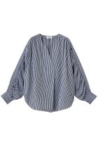 【プルミエ アロンディスモン/1er Arrondissement】のギャザーブラウス 人気、トレンドファッション・服の通販 founy(ファニー) ファッション Fashion レディースファッション Fashion for Women トップス・カットソー Cut & Sew Tops シャツ・ブラウス・オフィスカジュアル Elegant Blouses & Button-Ups ギャザー Gathered, Ruffled スキッパー Skipper, Open Collar スリーブ Sleeve, Long Sleeve / Short Sleeve ロング Long, Long-Length エレガント 上品 Elegant 再入荷 Restock / Back in Stock thumbnail ストライプ|ID: prp329100004906666 ipo3291000000036738074