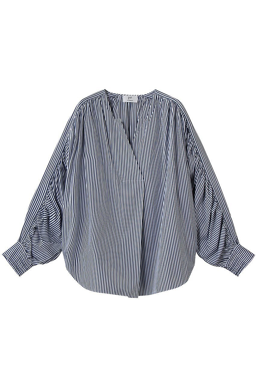 【プルミエ アロンディスモン/1er Arrondissement】のギャザーブラウス インテリア・キッズ・メンズ・レディースファッション・服の通販 founy(ファニー) 　ファッション　Fashion　レディースファッション　Fashion for Women　トップス・カットソー　Cut & Sew Tops　シャツ・ブラウス・オフィスカジュアル　Elegant Blouses & Button-Ups　ギャザー　Gathered, Ruffled　スキッパー　Skipper, Open Collar　スリーブ　Sleeve, Long Sleeve / Short Sleeve　ロング　Long, Long-Length　エレガント 上品　Elegant　再入荷　Restock / Back in Stock　ストライプ|ID: prp329100004906666 ipo3291000000036738074