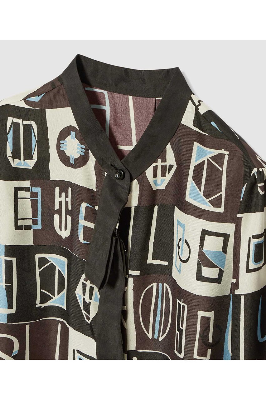 【アルアバイル/allureville】のパッチワークプリントボウブラウス 人気、トレンドファッション・服の通販 founy(ファニー) 　ファッション　Fashion　レディースファッション　Fashion for Women　トップス・カットソー　Cut & Sew Tops　シャツ・ブラウス・オフィスカジュアル　Elegant Blouses & Button-Ups　エレガント 上品　Elegant　スリーブ　Sleeve, Long Sleeve / Short Sleeve　パッチワーク　Patchwork, Mixed Fabric　ブロック　Block, Solid Block Pattern　プリント　Print, Printed Pattern　モダン　Modern, Contemporary　モチーフ　Motif, Design Theme　ロング　Long, Long-Length　手描き　Hand-Drawn, Illustrated　other-3|ID: prp329100004906673 ipo3291000000036738139