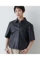 【ウィムガゼット/Whim Gazette】のレザーシャツ 人気、トレンドファッション・服の通販 founy(ファニー) ファッション Fashion レディースファッション Fashion for Women トップス・カットソー Cut & Sew Tops シャツ・ブラウス・オフィスカジュアル Elegant Blouses & Button-Ups ショート Short, Short Length スリーブ Sleeve, Long Sleeve / Short Sleeve リアル Real, Realistic 半袖 Short Sleeve, Half Sleeve thumbnail ブラック|ID: prp329100004906677 ipo3291000000036738173