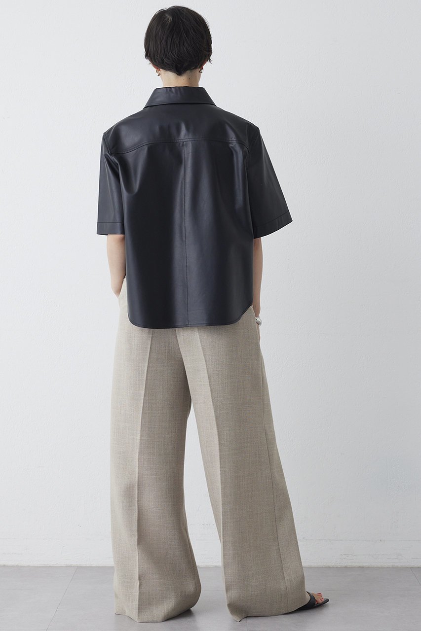 【ウィムガゼット/Whim Gazette】のレザーシャツ 人気、トレンドファッション・服の通販 founy(ファニー) 　ファッション　Fashion　レディースファッション　Fashion for Women　トップス・カットソー　Cut & Sew Tops　シャツ・ブラウス・オフィスカジュアル　Elegant Blouses & Button-Ups　ショート　Short, Short Length　スリーブ　Sleeve, Long Sleeve / Short Sleeve　リアル　Real, Realistic　半袖　Short Sleeve, Half Sleeve　other-4|ID: prp329100004906677 ipo3291000000036738176