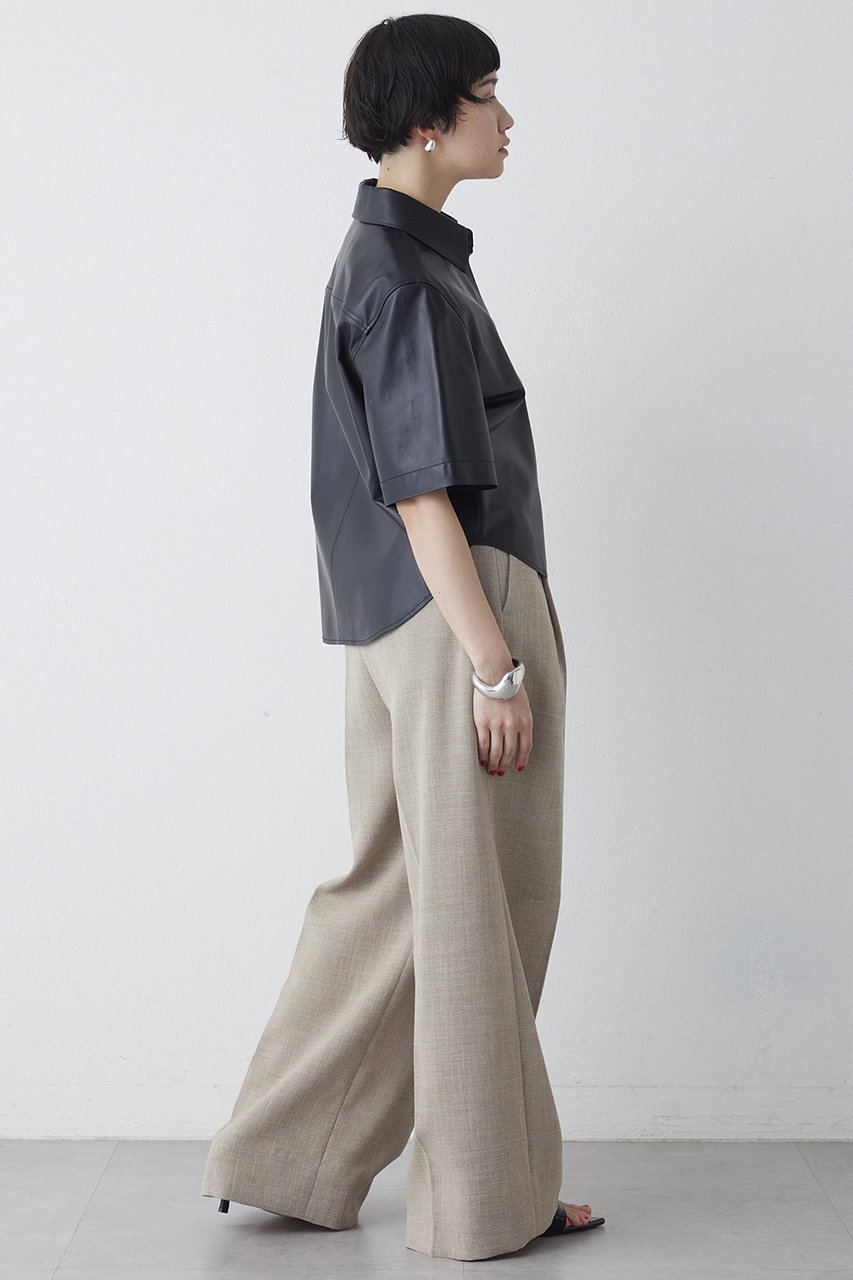 【ウィムガゼット/Whim Gazette】のレザーシャツ 人気、トレンドファッション・服の通販 founy(ファニー) 　ファッション　Fashion　レディースファッション　Fashion for Women　トップス・カットソー　Cut & Sew Tops　シャツ・ブラウス・オフィスカジュアル　Elegant Blouses & Button-Ups　ショート　Short, Short Length　スリーブ　Sleeve, Long Sleeve / Short Sleeve　リアル　Real, Realistic　半袖　Short Sleeve, Half Sleeve　other-5|ID: prp329100004906677 ipo3291000000036738177