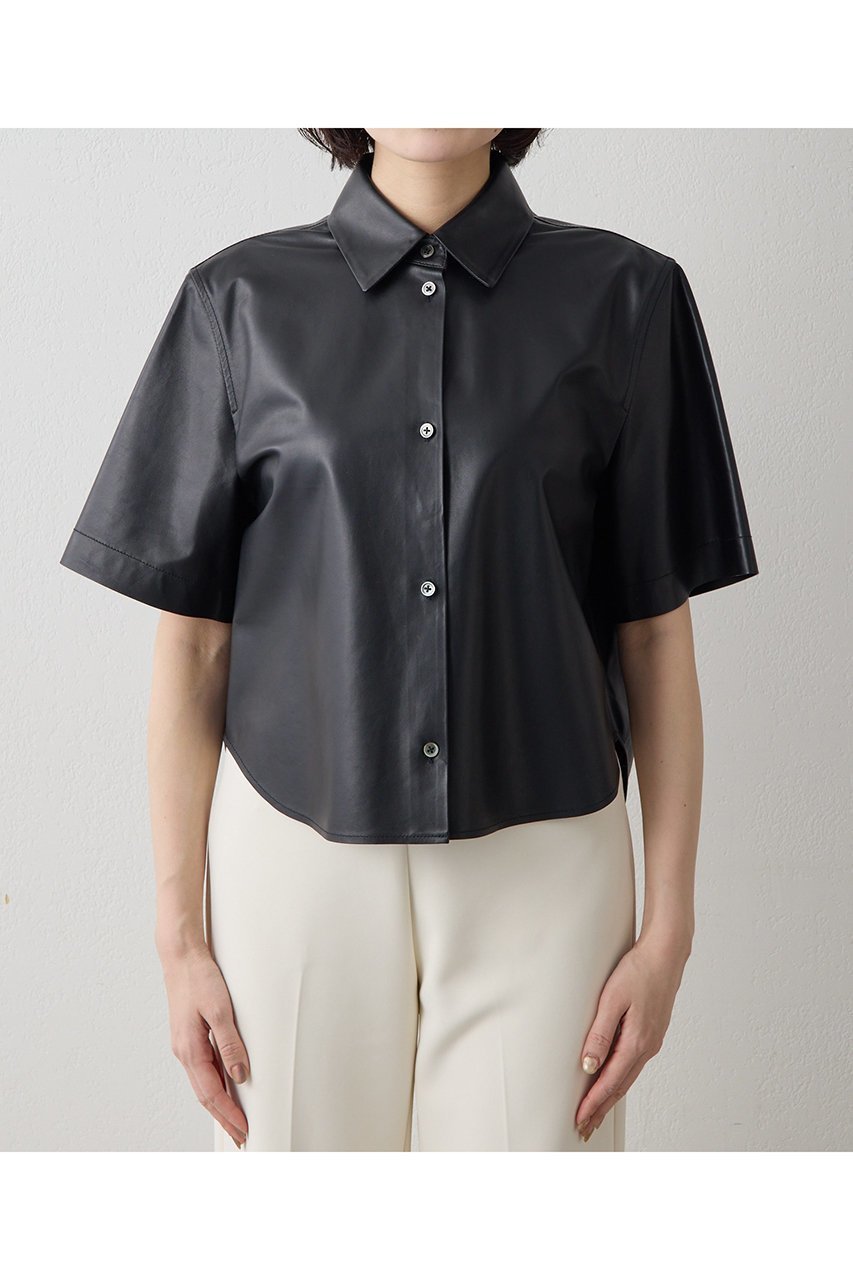 【ウィムガゼット/Whim Gazette】のレザーシャツ 人気、トレンドファッション・服の通販 founy(ファニー) 　ファッション　Fashion　レディースファッション　Fashion for Women　トップス・カットソー　Cut & Sew Tops　シャツ・ブラウス・オフィスカジュアル　Elegant Blouses & Button-Ups　ショート　Short, Short Length　スリーブ　Sleeve, Long Sleeve / Short Sleeve　リアル　Real, Realistic　半袖　Short Sleeve, Half Sleeve　other-6|ID: prp329100004906677 ipo3291000000036738178