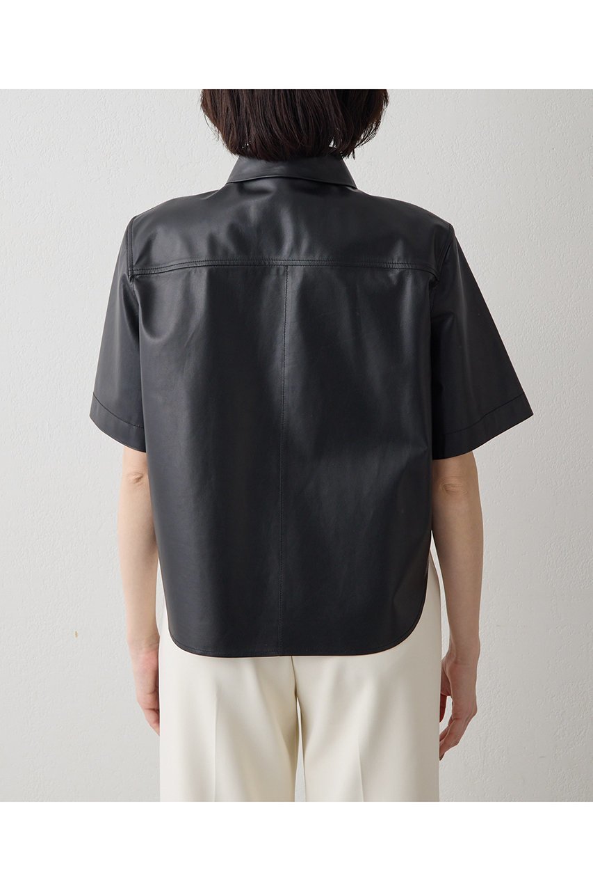 【ウィムガゼット/Whim Gazette】のレザーシャツ 人気、トレンドファッション・服の通販 founy(ファニー) 　ファッション　Fashion　レディースファッション　Fashion for Women　トップス・カットソー　Cut & Sew Tops　シャツ・ブラウス・オフィスカジュアル　Elegant Blouses & Button-Ups　ショート　Short, Short Length　スリーブ　Sleeve, Long Sleeve / Short Sleeve　リアル　Real, Realistic　半袖　Short Sleeve, Half Sleeve　other-8|ID: prp329100004906677 ipo3291000000036738180