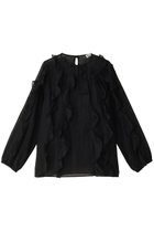【ジェイドット/j.】のコットンオーガンジーフリルブラウス 人気、トレンドファッション・服の通販 founy(ファニー) ファッション Fashion レディースファッション Fashion for Women トップス・カットソー Cut & Sew Tops シャツ・ブラウス・オフィスカジュアル Elegant Blouses & Button-Ups オーガンジー Organza Fabric シルク Silk, 100% Silk ストライプ Stripe, Striped Pattern スリット Slit, Slit Detail スリーブ Sleeve, Long Sleeve / Short Sleeve パーティ Party, Party Style フリル Frill, Ruffle ロング Long, Long-Length thumbnail ブラック|ID: prp329100004906682 ipo3291000000036738214