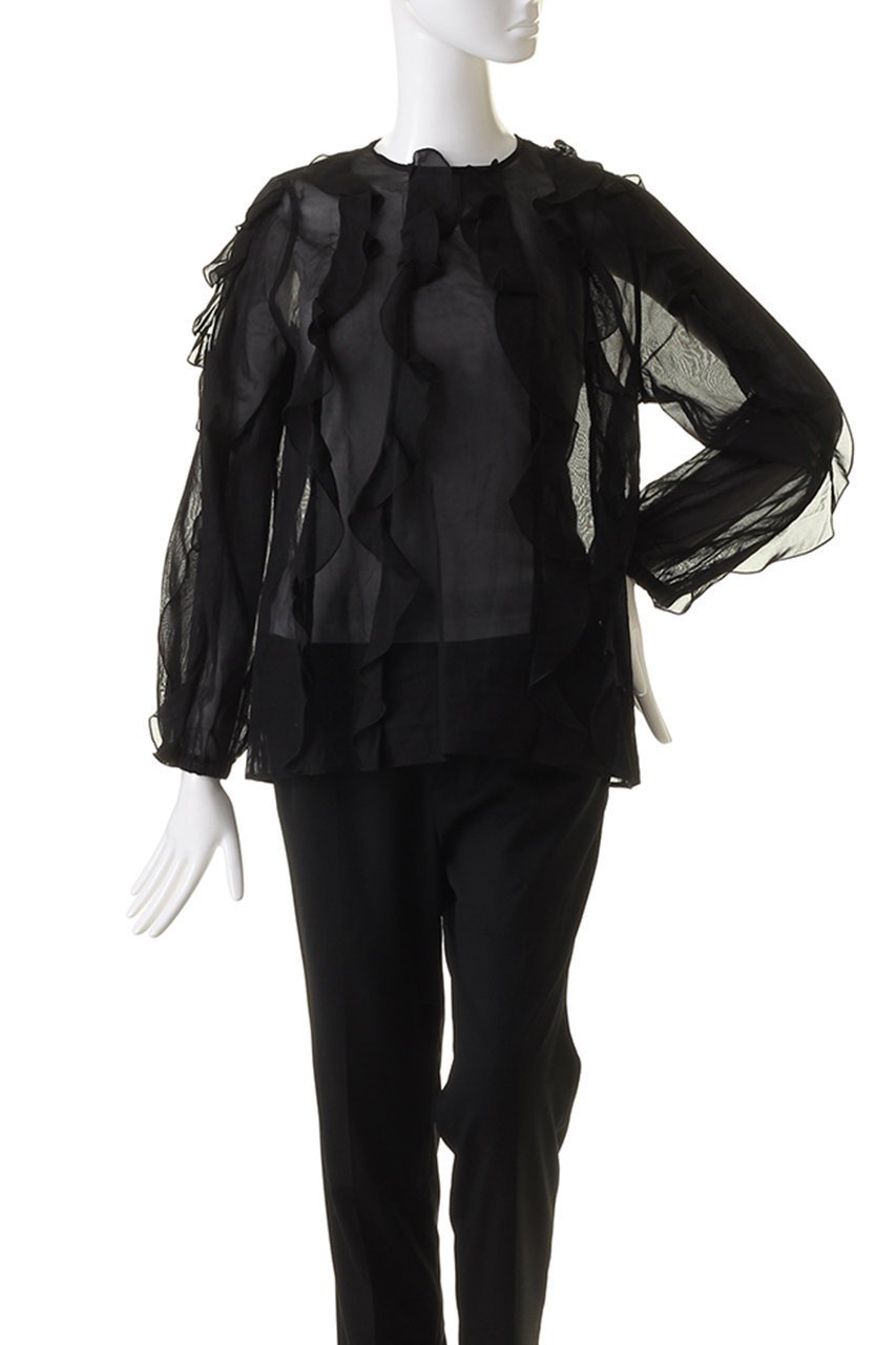 【ジェイドット/j.】のコットンオーガンジーフリルブラウス 人気、トレンドファッション・服の通販 founy(ファニー) 　ファッション　Fashion　レディースファッション　Fashion for Women　トップス・カットソー　Cut & Sew Tops　シャツ・ブラウス・オフィスカジュアル　Elegant Blouses & Button-Ups　オーガンジー　Organza Fabric　シルク　Silk, 100% Silk　ストライプ　Stripe, Striped Pattern　スリット　Slit, Slit Detail　スリーブ　Sleeve, Long Sleeve / Short Sleeve　パーティ　Party, Party Style　フリル　Frill, Ruffle　ロング　Long, Long-Length　other-2|ID: prp329100004906682 ipo3291000000036738215