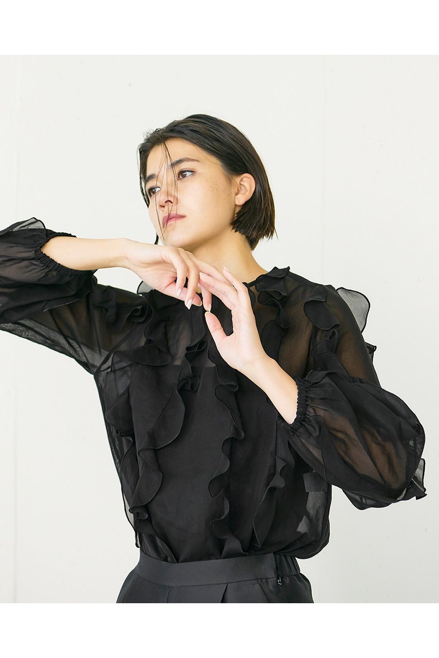 【ジェイドット/j.】のコットンオーガンジーフリルブラウス 人気、トレンドファッション・服の通販 founy(ファニー) 　ファッション　Fashion　レディースファッション　Fashion for Women　トップス・カットソー　Cut & Sew Tops　シャツ・ブラウス・オフィスカジュアル　Elegant Blouses & Button-Ups　オーガンジー　Organza Fabric　シルク　Silk, 100% Silk　ストライプ　Stripe, Striped Pattern　スリット　Slit, Slit Detail　スリーブ　Sleeve, Long Sleeve / Short Sleeve　パーティ　Party, Party Style　フリル　Frill, Ruffle　ロング　Long, Long-Length　other-6|ID: prp329100004906682 ipo3291000000036738219