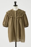 【デザイン ワークス/DESIGN WORKS】のコットンシルクローンシャーリングシャツ 人気、トレンドファッション・服の通販 founy(ファニー) ファッション Fashion レディースファッション Fashion for Women トップス・カットソー Cut & Sew Tops シャツ・ブラウス・オフィスカジュアル Elegant Blouses & Button-Ups エアリー Airy Texture ギャザー Gathered, Ruffled シャーリング Shirring, Ruched ショート Short, Short Length シルク Silk, 100% Silk スリーブ Sleeve, Long Sleeve / Short Sleeve バランス Balance, Style Balance フェミニン Feminine, Girly マニッシュ Mannish, Boyish エレガント 上品 Elegant |ID:prp329100004906690