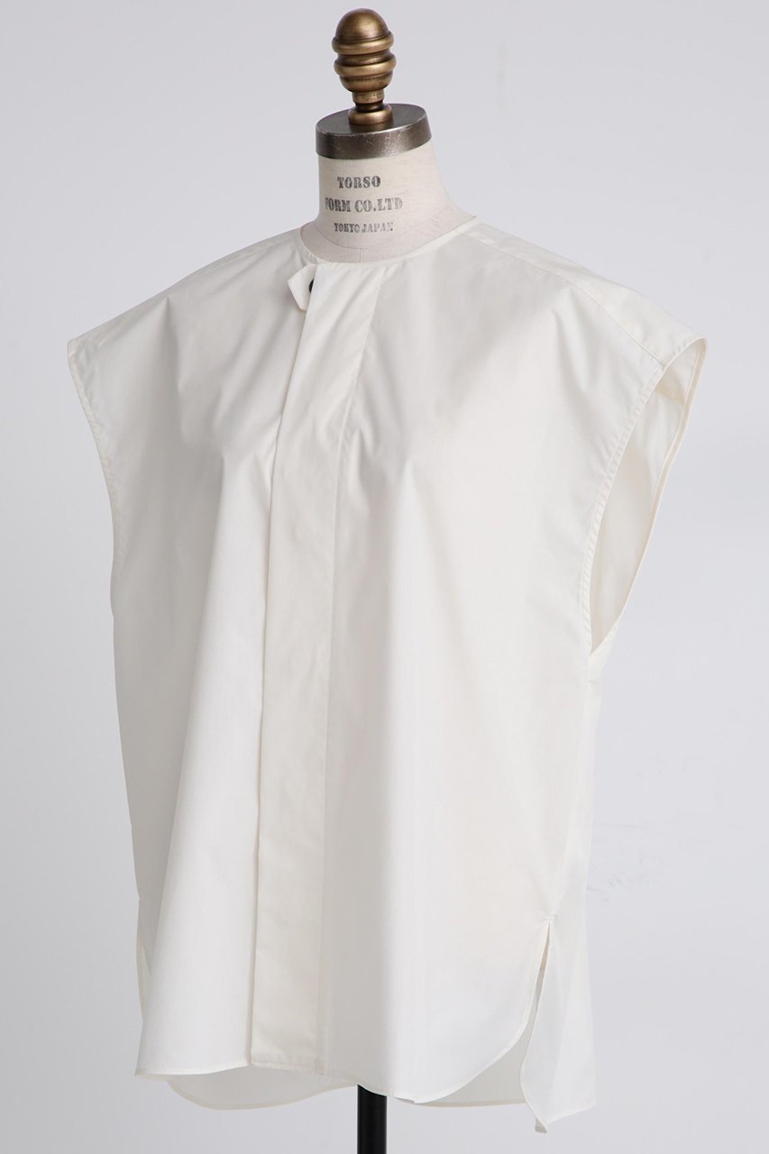 【ヒューエルミュージアム/hueLe Museum】の【STUMBLY】Roundneck Gilet Blouse 人気、トレンドファッション・服の通販 founy(ファニー) 　ファッション　Fashion　レディースファッション　Fashion for Women　アウター　Coat / Outerwear Collection　トップス・カットソー　Cut & Sew Tops　シャツ・ブラウス・オフィスカジュアル　Elegant Blouses & Button-Ups　ベスト&ジレ / 重ね着スタイル　Vests & Gilets　ショート　Short, Short Length　スリーブ　Sleeve, Long Sleeve / Short Sleeve　タフタ　Taffeta, Structured Fabric　フレンチ　French, French Style　フロント　Front, Front Design　夏　Summer　other-2|ID: prp329100004906698 ipo3291000000036738355