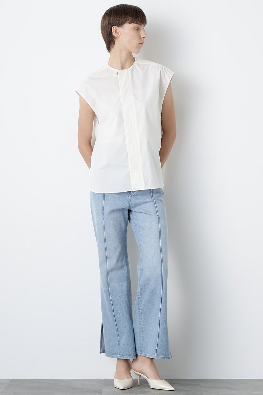 【ヒューエルミュージアム/hueLe Museum】の【STUMBLY】Roundneck Gilet Blouse 人気、トレンドファッション・服の通販 founy(ファニー) 　ファッション　Fashion　レディースファッション　Fashion for Women　アウター　Coat / Outerwear Collection　トップス・カットソー　Cut & Sew Tops　シャツ・ブラウス・オフィスカジュアル　Elegant Blouses & Button-Ups　ベスト&ジレ / 重ね着スタイル　Vests & Gilets　ショート　Short, Short Length　スリーブ　Sleeve, Long Sleeve / Short Sleeve　タフタ　Taffeta, Structured Fabric　フレンチ　French, French Style　フロント　Front, Front Design　夏　Summer　other-3|ID: prp329100004906698 ipo3291000000036738356