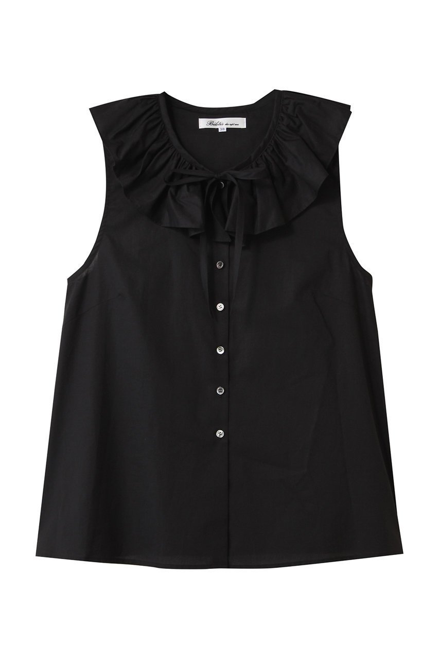 【ビリティス ディセッタン/Bilitis dix-sept ans】のビッグカラートップス インテリア・キッズ・メンズ・レディースファッション・服の通販 founy(ファニー) 　ファッション　Fashion　レディースファッション　Fashion for Women　トップス・カットソー　Cut & Sew Tops　キャミソール&ノースリーブ　Camisoles & Sleeveless Tops　シャツ・ブラウス・オフィスカジュアル　Elegant Blouses & Button-Ups　デニム　Denim, Jeans Material　トレンド　Trend, Trending Now　ノースリーブ　Sleeveless, No-Sleeve　ビッグ　Big, Oversized　フェミニン　Feminine, Girly　フレア　Flare, Flared　ミックス　Mix, Mixed Style　リボン　Ribbon, Bow　ブラック|ID: prp329100004906699 ipo3291000000036738360