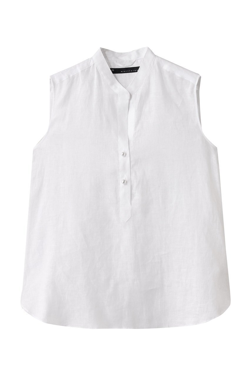 【マルティニーク/martinique】の《定番》ノースリパールスキッパー インテリア・キッズ・メンズ・レディースファッション・服の通販 founy(ファニー) 　ファッション　Fashion　レディースファッション　Fashion for Women　トップス・カットソー　Cut & Sew Tops　キャミソール&ノースリーブ　Camisoles & Sleeveless Tops　シャツ・ブラウス・オフィスカジュアル　Elegant Blouses & Button-Ups　インナー　Innerwear　ジャケット　Jacket, Outerwear　スキッパー　Skipper, Open Collar　センター　Center, Center Line　ノースリーブ　Sleeveless, No-Sleeve　パール　Pearl, Pearl Accent　フレア　Flare, Flared　エレガント 上品　Elegant　定番　Standard, Basic Item　ホワイト|ID: prp329100004906701 ipo3291000000036738371