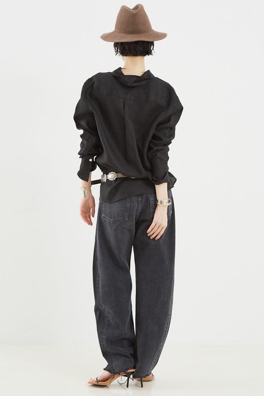 【ザ ストア バイ シー/THE STORE by C】のリネンシャツ 人気、トレンドファッション・服の通販 founy(ファニー) 　ファッション　Fashion　レディースファッション　Fashion for Women　トップス・カットソー　Cut & Sew Tops　シャツ・ブラウス・オフィスカジュアル　Elegant Blouses & Button-Ups　カシュクール　Wrap Design　スラックス　Slacks, Dress Pants　スリーブ　Sleeve, Long Sleeve / Short Sleeve　デニム　Denim, Jeans Material　リネン　Linen, Linen Fabric　ロング　Long, Long-Length　エレガント 上品　Elegant　夏　Summer　other-5|ID: prp329100004906724 ipo3291000000036738551