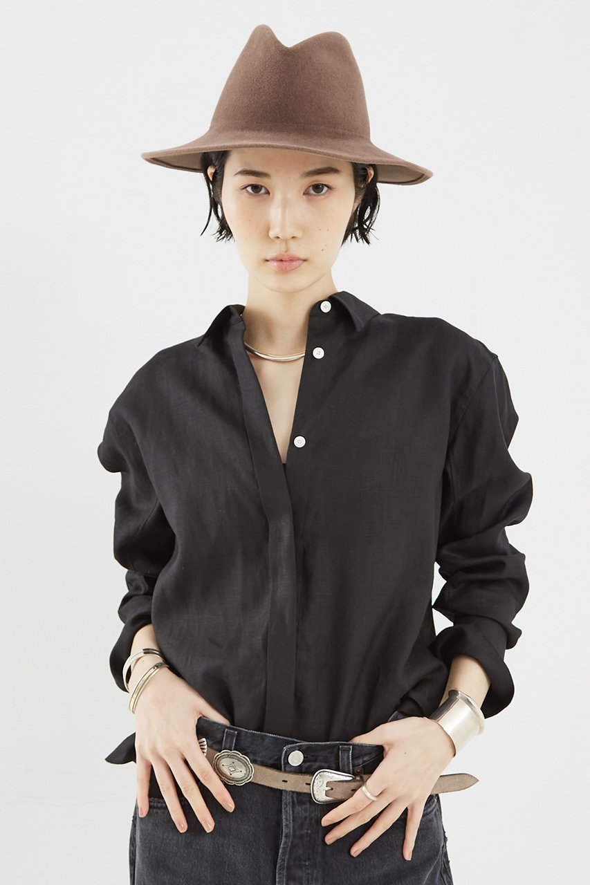 【ザ ストア バイ シー/THE STORE by C】のリネンシャツ 人気、トレンドファッション・服の通販 founy(ファニー) 　ファッション　Fashion　レディースファッション　Fashion for Women　トップス・カットソー　Cut & Sew Tops　シャツ・ブラウス・オフィスカジュアル　Elegant Blouses & Button-Ups　カシュクール　Wrap Design　スラックス　Slacks, Dress Pants　スリーブ　Sleeve, Long Sleeve / Short Sleeve　デニム　Denim, Jeans Material　リネン　Linen, Linen Fabric　ロング　Long, Long-Length　エレガント 上品　Elegant　夏　Summer　other-8|ID: prp329100004906724 ipo3291000000036738554