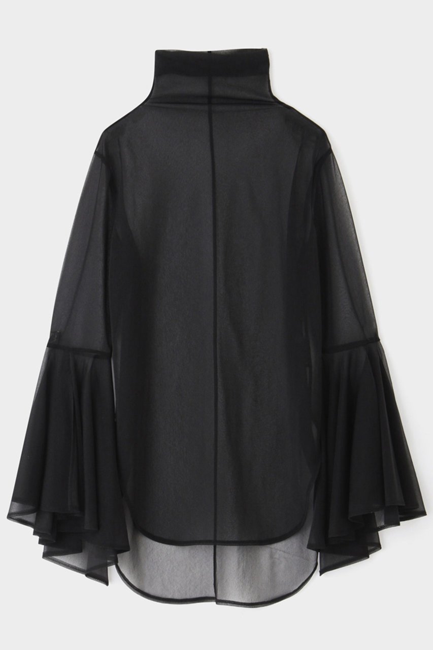 【ル フィル/LE PHIL】のシアーハイツイストフライスブラウス インテリア・キッズ・メンズ・レディースファッション・服の通販 founy(ファニー) 　ファッション　Fashion　レディースファッション　Fashion for Women　トップス・カットソー　Cut & Sew Tops　シャツ・ブラウス・オフィスカジュアル　Elegant Blouses & Button-Ups　インナー　Innerwear　エレガント 上品　Elegant　カッティング　Cutting Detail　シンプル　Simple, Minimal　スリーブ　Sleeve, Long Sleeve / Short Sleeve　フィット　Fit, Slim Fit　フレア　Flare, Flared　ヘムライン　Hemline, Bottom Cut　ロング　Long, Long-Length　ブラック|ID: prp329100004906730 ipo3291000000036738594