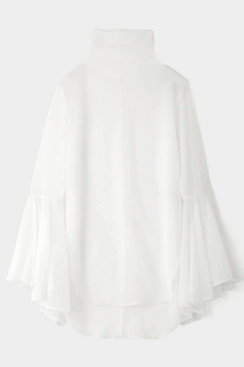 【ル フィル/LE PHIL】のシアーハイツイストフライスブラウス インテリア・キッズ・メンズ・レディースファッション・服の通販 founy(ファニー) 　ファッション　Fashion　レディースファッション　Fashion for Women　トップス・カットソー　Cut & Sew Tops　シャツ・ブラウス・オフィスカジュアル　Elegant Blouses & Button-Ups　インナー　Innerwear　エレガント 上品　Elegant　カッティング　Cutting Detail　シンプル　Simple, Minimal　スリーブ　Sleeve, Long Sleeve / Short Sleeve　フィット　Fit, Slim Fit　フレア　Flare, Flared　ヘムライン　Hemline, Bottom Cut　ロング　Long, Long-Length　ホワイト|ID: prp329100004906730 ipo3291000000036738595