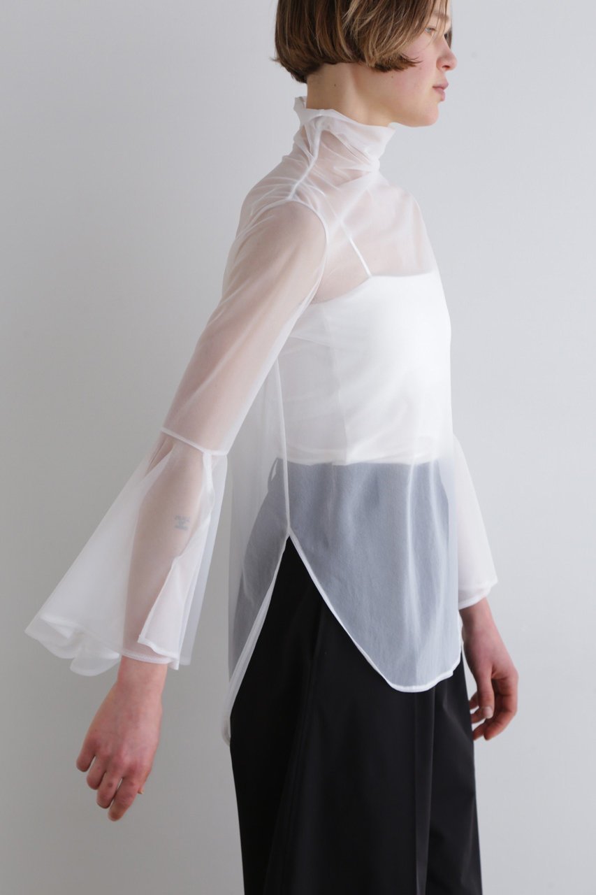 【ル フィル/LE PHIL】のシアーハイツイストフライスブラウス 人気、トレンドファッション・服の通販 founy(ファニー) 　ファッション　Fashion　レディースファッション　Fashion for Women　トップス・カットソー　Cut & Sew Tops　シャツ・ブラウス・オフィスカジュアル　Elegant Blouses & Button-Ups　インナー　Innerwear　エレガント 上品　Elegant　カッティング　Cutting Detail　シンプル　Simple, Minimal　スリーブ　Sleeve, Long Sleeve / Short Sleeve　フィット　Fit, Slim Fit　フレア　Flare, Flared　ヘムライン　Hemline, Bottom Cut　ロング　Long, Long-Length　other-3|ID: prp329100004906730 ipo3291000000036738597