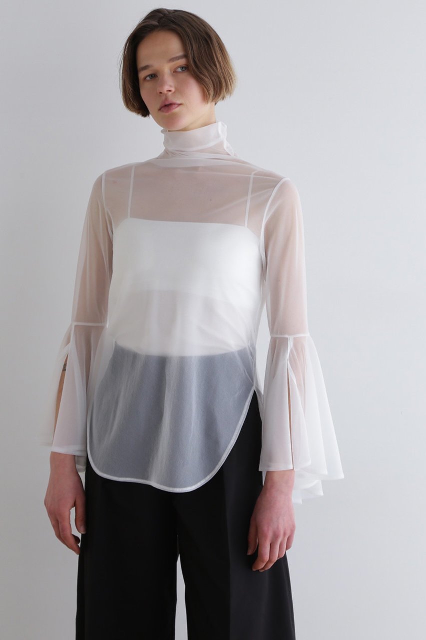 【ル フィル/LE PHIL】のシアーハイツイストフライスブラウス 人気、トレンドファッション・服の通販 founy(ファニー) 　ファッション　Fashion　レディースファッション　Fashion for Women　トップス・カットソー　Cut & Sew Tops　シャツ・ブラウス・オフィスカジュアル　Elegant Blouses & Button-Ups　インナー　Innerwear　エレガント 上品　Elegant　カッティング　Cutting Detail　シンプル　Simple, Minimal　スリーブ　Sleeve, Long Sleeve / Short Sleeve　フィット　Fit, Slim Fit　フレア　Flare, Flared　ヘムライン　Hemline, Bottom Cut　ロング　Long, Long-Length　other-4|ID: prp329100004906730 ipo3291000000036738598