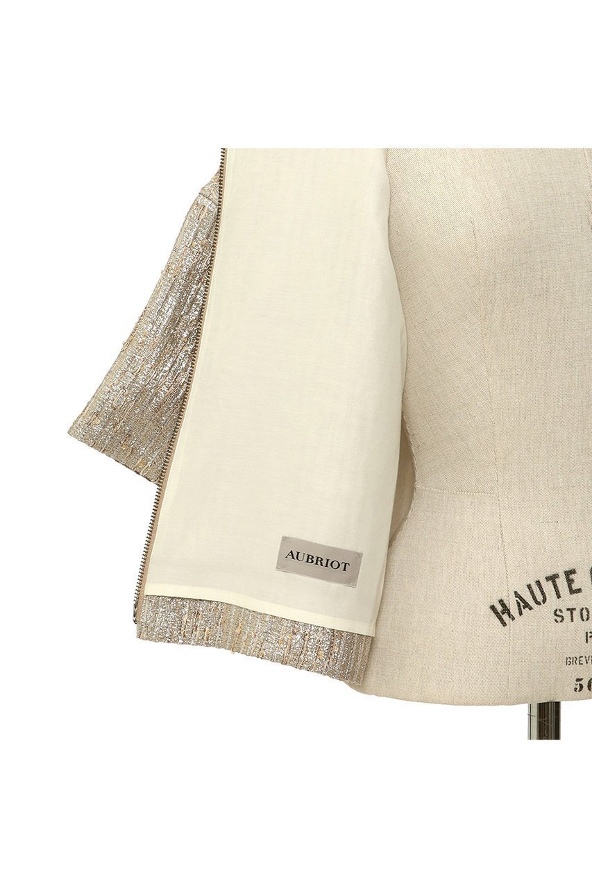 【オブリオ/AUBRIOT】のクロップドジュエルトップ 人気、トレンドファッション・服の通販 founy(ファニー) 　ファッション　Fashion　レディースファッション　Fashion for Women　トップス・カットソー　Cut & Sew Tops　シャツ・ブラウス・オフィスカジュアル　Elegant Blouses & Button-Ups　シャイニー　Shiny, Glossy Finish　ショート　Short, Short Length　シンプル　Simple, Minimal　ジャカード／ジャガード　Jacquard, Woven Pattern　スタイリッシュ　Stylish, Fashionable　スリーブ　Sleeve, Long Sleeve / Short Sleeve　トレンド　Trend, Trending Now　ボックス　Boxy, Box Shape　モダン　Modern, Contemporary　ラグジュアリー　Luxury, Elegant　other-8|ID: prp329100004906740 ipo3291000000036738702