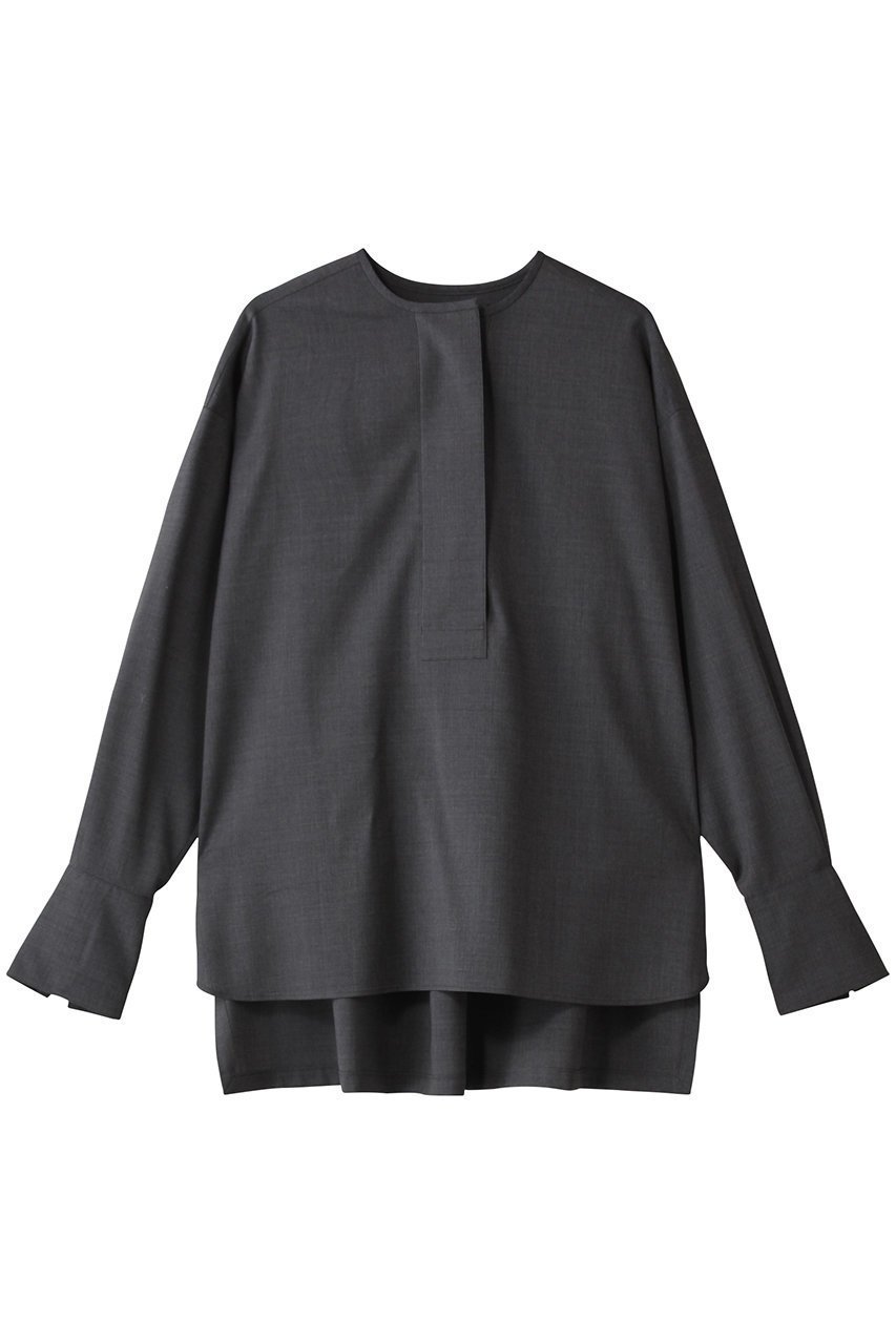 【オブリオ/AUBRIOT】のウーステッド プルオーバーシャツ 人気、トレンドファッション・服の通販 founy(ファニー) 　ファッション　Fashion　レディースファッション　Fashion for Women　トップス・カットソー　Cut & Sew Tops　シャツ・ブラウス・オフィスカジュアル　Elegant Blouses & Button-Ups　カジュアルプルオーバー・ニットトップス　Pullovers & Knit Tops / Casual Pullovers　なめらか　Smooth, Silky Texture　イタリア　Italy　コンパクト　Compact, Small Size　スリーブ　Sleeve, Long Sleeve / Short Sleeve　スーツ　Suit, Formalwear　モダン　Modern, Contemporary　ロング　Long, Long-Length　 other-1|ID: prp329100004906746 ipo3291000000036738741