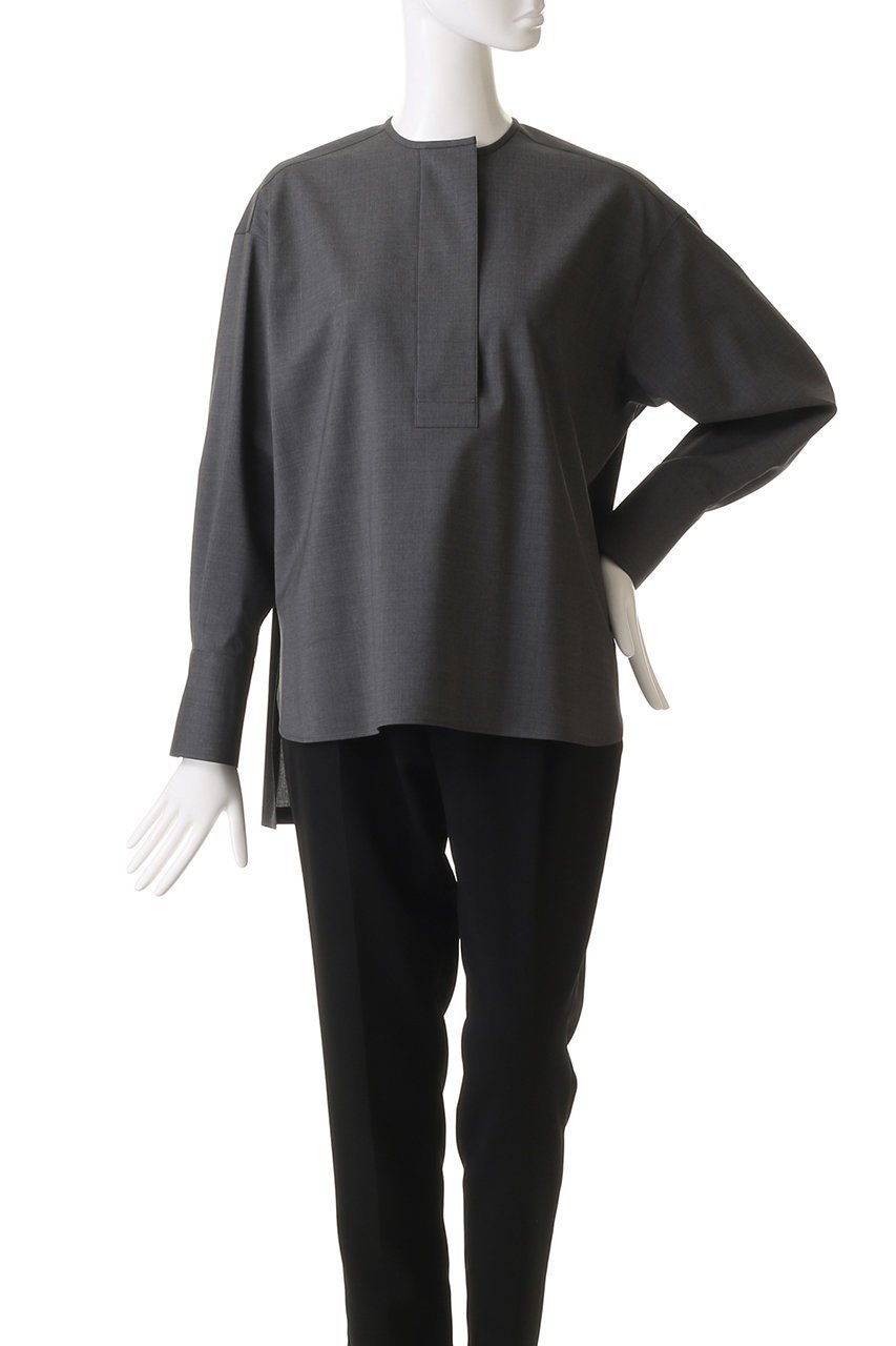 【オブリオ/AUBRIOT】のウーステッド プルオーバーシャツ 人気、トレンドファッション・服の通販 founy(ファニー) 　ファッション　Fashion　レディースファッション　Fashion for Women　トップス・カットソー　Cut & Sew Tops　シャツ・ブラウス・オフィスカジュアル　Elegant Blouses & Button-Ups　カジュアルプルオーバー・ニットトップス　Pullovers & Knit Tops / Casual Pullovers　なめらか　Smooth, Silky Texture　イタリア　Italy　コンパクト　Compact, Small Size　スリーブ　Sleeve, Long Sleeve / Short Sleeve　スーツ　Suit, Formalwear　モダン　Modern, Contemporary　ロング　Long, Long-Length　other-2|ID: prp329100004906746 ipo3291000000036738744