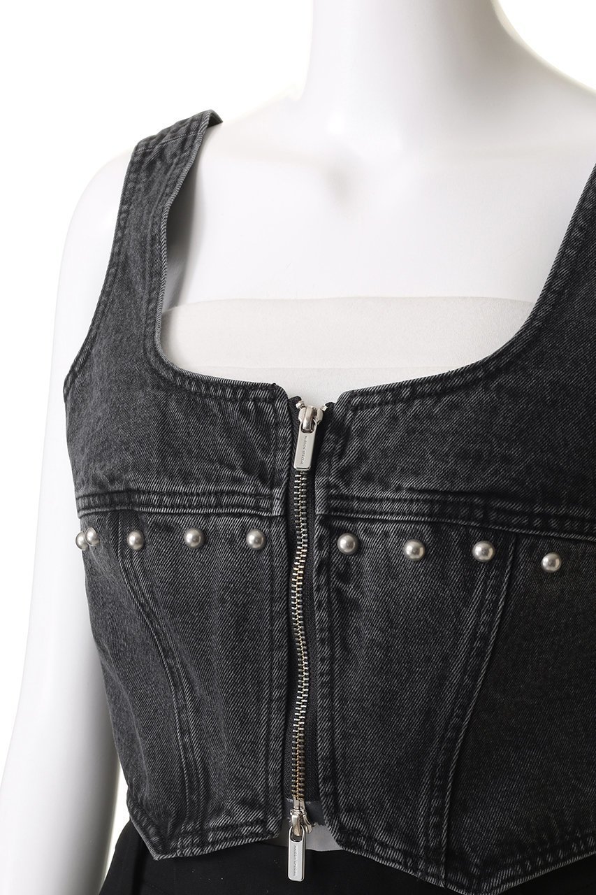 【メゾンスペシャル/MAISON SPECIAL】のStuds Denim Bustier/スタッズデニムビスチェ 人気、トレンドファッション・服の通販 founy(ファニー) 　ファッション　Fashion　レディースファッション　Fashion for Women　トップス・カットソー　Cut & Sew Tops　キャミソール&ノースリーブ　Camisoles & Sleeveless Tops　シャツ・ブラウス・オフィスカジュアル　Elegant Blouses & Button-Ups　ビスチェ　Bustiers & Corset Tops / Layered Bustier Style　コンパクト　Compact, Small Size　シンプル　Simple, Minimal　ジップ　Zip, Zipper　スタッズ　Studs, Metal Accents　セットアップ　Set-Up, Coordinated Outfit　デニム　Denim, Jeans Material　ノースリーブ　Sleeveless, No-Sleeve　フロント　Front, Front Design　おすすめ　Recommended / Our Picks　other-5|ID: prp329100004906748 ipo3291000000036738767