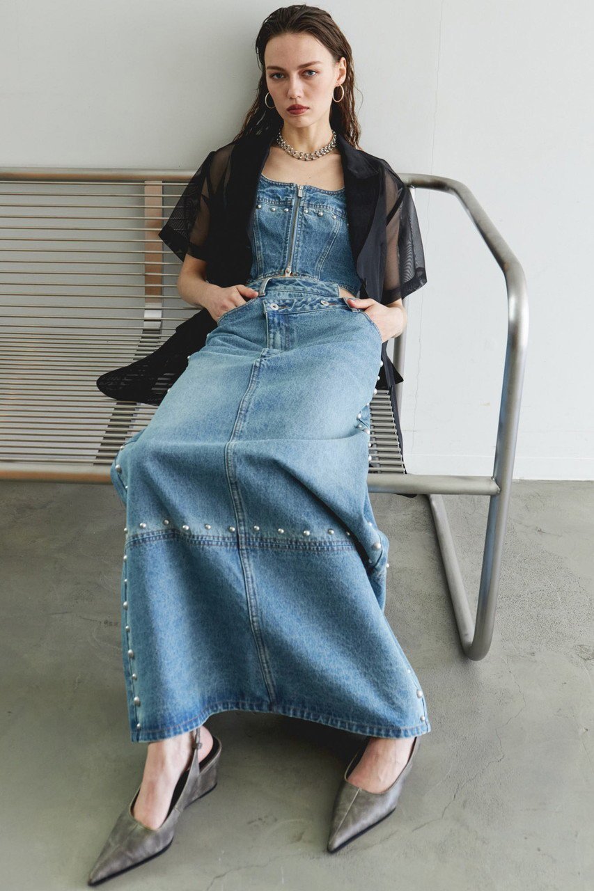 【メゾンスペシャル/MAISON SPECIAL】のStuds Denim Bustier/スタッズデニムビスチェ 人気、トレンドファッション・服の通販 founy(ファニー) 　ファッション　Fashion　レディースファッション　Fashion for Women　トップス・カットソー　Cut & Sew Tops　キャミソール&ノースリーブ　Camisoles & Sleeveless Tops　シャツ・ブラウス・オフィスカジュアル　Elegant Blouses & Button-Ups　ビスチェ　Bustiers & Corset Tops / Layered Bustier Style　コンパクト　Compact, Small Size　シンプル　Simple, Minimal　ジップ　Zip, Zipper　スタッズ　Studs, Metal Accents　セットアップ　Set-Up, Coordinated Outfit　デニム　Denim, Jeans Material　ノースリーブ　Sleeveless, No-Sleeve　フロント　Front, Front Design　おすすめ　Recommended / Our Picks　other-6|ID: prp329100004906748 ipo3291000000036738768