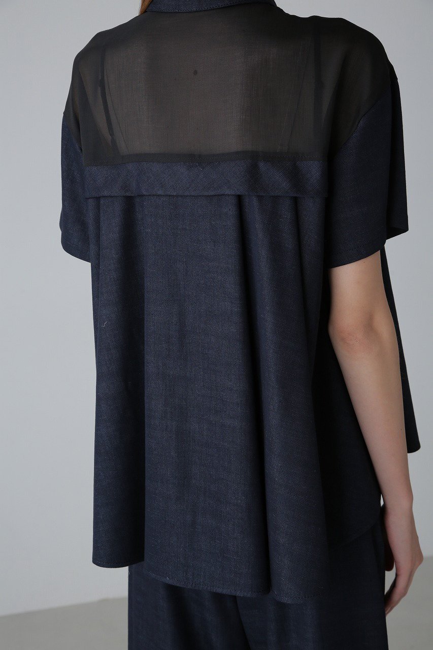 【アドーア/ADORE】のハイブリッドデニムブラウス 人気、トレンドファッション・服の通販 founy(ファニー) 　ファッション　Fashion　レディースファッション　Fashion for Women　トップス・カットソー　Cut & Sew Tops　シャツ・ブラウス・オフィスカジュアル　Elegant Blouses & Button-Ups　シアー　Sheer, See-Through　ショート　Short, Short Length　スリーブ　Sleeve, Long Sleeve / Short Sleeve　デニム　Denim, Jeans Material　ドッキング　Docking, Mixed Material　バランス　Balance, Style Balance　フォルム　Silhouette, Form　other-5|ID: prp329100004906749 ipo3291000000036738776