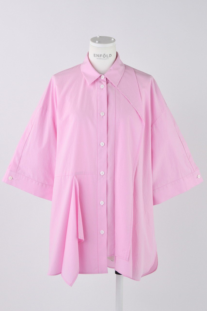 【エンフォルド/ENFOLD】のナチュラルコットン レイヤード5分袖 SH/シャツ 人気、トレンドファッション・服の通販 founy(ファニー) 　ファッション　Fashion　レディースファッション　Fashion for Women　トップス・カットソー　Cut & Sew Tops　シャツ・ブラウス・オフィスカジュアル　Elegant Blouses & Button-Ups　ショート　Short, Short Length　スリーブ　Sleeve, Long Sleeve / Short Sleeve　ドレープ　Drape, Draping Fabric　 other-1|ID: prp329100004906750 ipo3291000000036738780